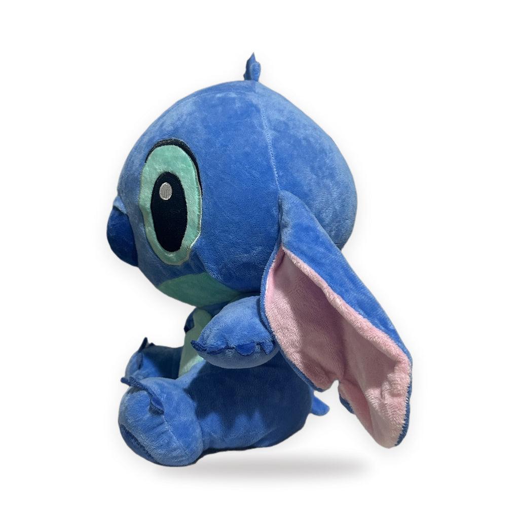Peluche azul que respira, vista de lado